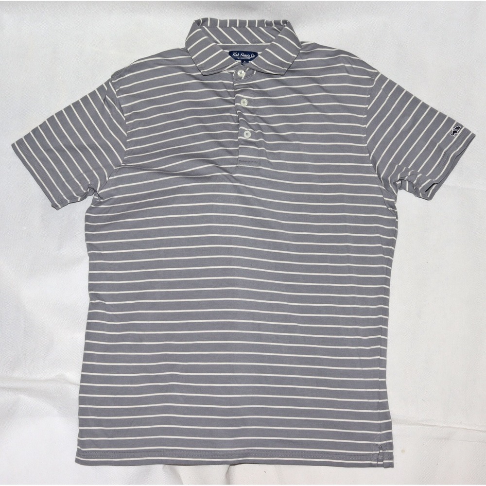 Fish Hippie Co. Polo Collection Men's Short Sleeve Polo Striped Shirt Size Small